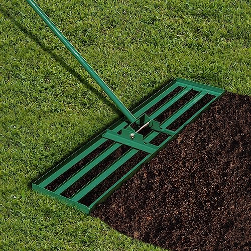 FANTASK Rastrillo de nivelación de césped con Mango ergonómico, rasqueta de Metal de Arena y Suelo, rastrillo para jardín, Golf y Patio Trasero (Verde, 91 cm x 25 cm)