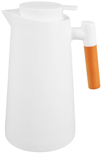 Lurrose Bollitore Termico Domestico in Vetro Serbatoio, Piccolo Bollitore per Acqua Calda Manico in Legno Staccabile e Base Antiscivolo, Adatto per Tè e Bevande Calde Quotidiane