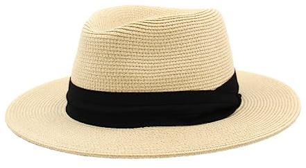 Sombrero Panamá de Verano, Sombrero de Paja Panamá para Mujer y Hombre Unisex, Sombrero de ala Ancha UPF 50 Plegable y Trenzado Intensivo