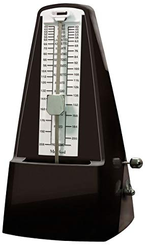 Montford Metronome: Gloss Black | Classic Pyramid design metronome with bell - Clear plastic removable front cover - Gloss Black plastic finish