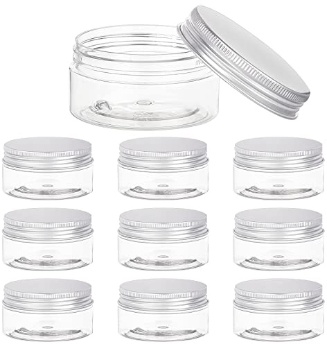 BENECREAT 10 Satz 80ml Säule Kunststoff klar Vorratsbehälter Gläser Organizer mit Aluminium Schraubdeckel, Portable für Reise Kosmetik Körperpflege, DIY Kleine Kunst Crafs, Trockenfutter Snacks