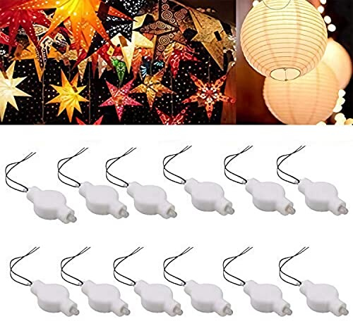 LOGUIDE Paper Lantern Lights,Battery Operated LED Party Lights Bulbs for Paper Lantern Balloons Party Decoration, Waterproof - Warm White 12PACK
