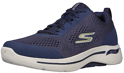 Skechers Men's Go Walk Arch Fit Idyllic Sneaker,Navy Textile/Synthetic/Gold Trim,10 UK