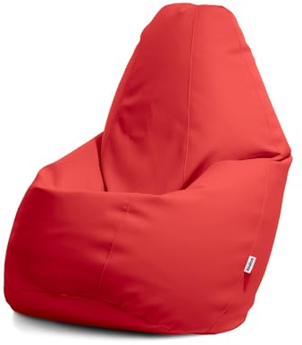 Avalon - Pouf Poltrona Sacco Grande in Similpelle Jazz, Puffo per Sedersi Ergonomico da Interno, Pouf a Sacco Impermeabile, Comoda Poltrona a Sacco Moderna, Made in Italy(80x80x125cm-Rosso)
