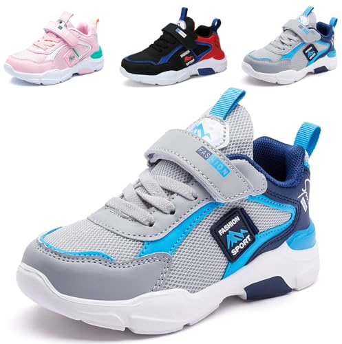 Mitudidi Zapatillas de Deporte Niño Cómodas y Ligeras Bambas Deportivas con Velcro Zapatillas Niño para Running Actividades Cotidianas y Excursiones Azules 30