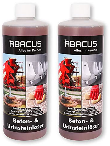 SONDERANGEBOT: ABACUS® Urinsteinlöser | extrem starker Urinsteinentferner | WC Spezialreiniger | Urinal-Reiniger | Kalklöser | Kalkentferner | Urinlöser | Urinentferner – 2x 1000 ml (7695.2)