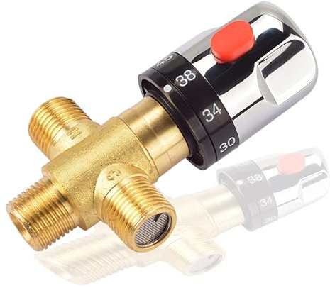 Lot de 2 mitigeurs thermostatiques en laiton à 3 voies de 19,8 mm pour lavabo de salle de bain, toilettes, cuisine - Doré