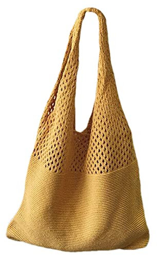 Facynde Sommer Tasche, Damen Stroh Handtasche Sommer Korbtasche Basttasche Casual Tasche Für Reise Schule Arbeit Einkaufen