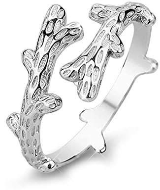 KristLand Bague De Branche d'argent Bague Ouverte Réglable en Argent Sterling Bague Femme en Argent Bijoux à Porter Tous Les Jours Noël Fêtes Cadeaux pour Dames