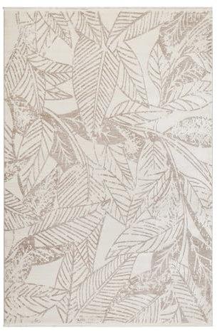 Wecon Home Moderner Esprit Kurzflorteppich mit floralem Design – Wohlfühlambiente für Wohnzimmer, Schlafzimmer, Esszimmer und mehr - Gewebter Teppich Inga (80 x 150 cm, beigecreme)