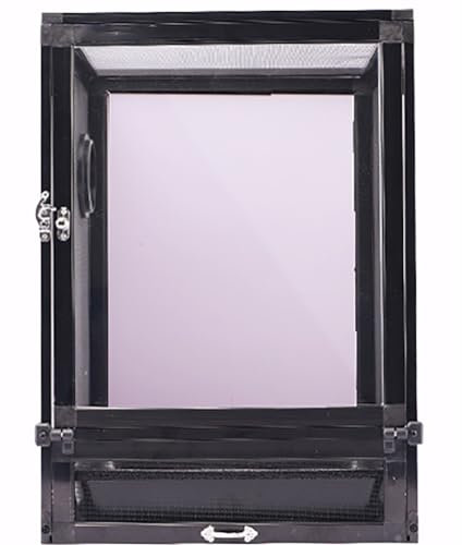 MegLob Schwarze Reptilien -Fütterungsbox Mit PVC -Tablett, Reptilien -Lebensraumwachstumstank, Wachstumsbehälter Für Echsen-/Hörnt -Frosch/Schlange/Chamäleon,Acrylic Door l