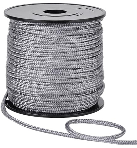 PH PandaHall 54.68 Yards/50m Nylon Rope Parachute Cord, 3mm Gray Blinds String Braided Lift Shade Cord Wind Chime Cord Replacement for Crafting, DIY Projects, Camping, Active Outdoors