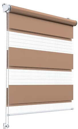 Stylo Estores Día Noche – Estor para Ventana – Sin Taladrar – Mecanismo Universal – Montaje Fácil – Estores con Cuerda – Semitransparente - 60x150 cm Beige Oscuro