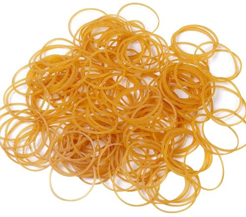 HugeDE About 800 Pcs 2.5cm Mini Thin Rubber Bands Natural Elastic Bands Small Stretchable Bands File Folder Bands Yellow Craft Bands Reusable Elasticity Rubber Bands