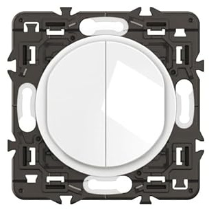 LEGRAND - Interrupteur Double ou Va-et-vient - 10A - Commande d'Eclairage Complète - A compléter avec une plaque - Blanc