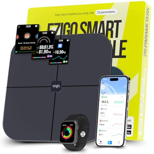 Bilancia intelligente professionale a 25 metri per peso corporeo con BMI, grasso corporeo, massa muscolare, bilancia digitale della composizione del peso e massa grassa corporea, Bluetooth,