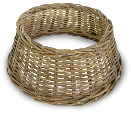 mgc24 Weihnachtsbaumring aus Rattan, Grau-Braun, Ø 50 x 20 cm | Handgefertigtes Naturgeflecht, Hülle für Weihnachtsbaumständer, Weihnachtsbaumrock und Baumständer-Abdeckung für Christbäume