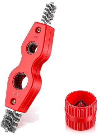 Oiieco 2Pcs Copper Pipe Cleaner and Reamer, 4 in 1 Pipe Deburring Brush & Reamer Tool,Pipe Reamer Deburring Tool for PVC Tubing,Aluminum Pipes,Tubing Chamfer Too