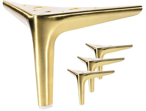 Anterrific Möbelbeine aus gebürstetem Gold, 12 cm, 4 Stück, DIY-Ersatz für Sofabeine, Schrankbeine, Couchbeine, Ottomanenbeine, Tischbeine und Kommodenbeine (Gold, 12 cm)