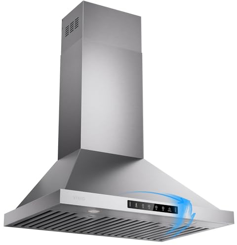 VIKIO HOME 30 Inch Pro Wall Mount Range Hood 980CFM, Direct 3 Speed Panel with Gesture & Touch Control, Ducted/Ductless Stainless Steel Kitchen Vent Hood, Delay Shut-Off, Includes Duct & Filter