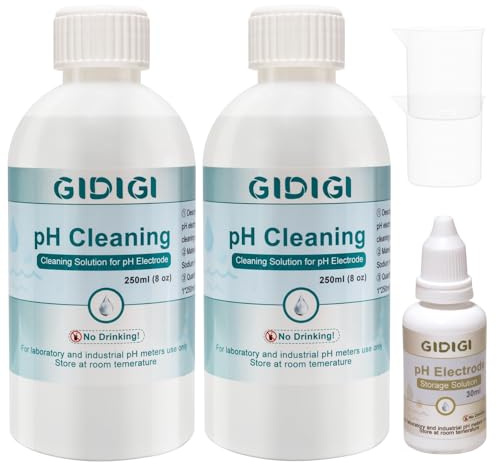 PH GIDIGI rengöringslösning 250 ml x 2 och 30 ml x 1 elektrodlagringslösning för pH-mätare elektrod, ledningsförmåga sond rengöring
