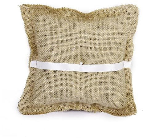CHILDWEET Ringträger-Hochzeitskissen kompakte Größe 15 x 15 cm Jute Schleife Ringkissen für die Hochzeitszeremonie