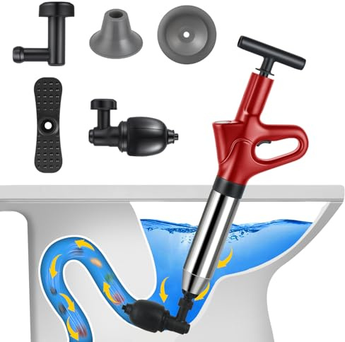 Desatascador WC, Desatascador Tuberias a Presion con barómetro, Desatascador de Inodoro con Cuatro Ventosas Diferentes Adecuado para Cuartos de Baño Inodoros Lavabos