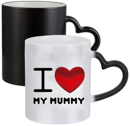 Giftme Heartfelt Love for Mom – I Love My Mummy, Ceramic Heart Handle Mug, Colour Changing Magic Mug.