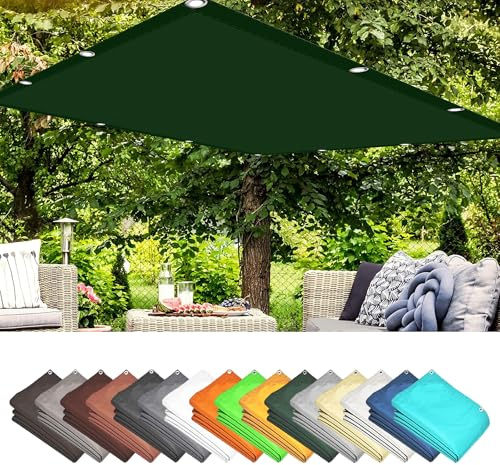 Tenda da Vela Parasole Impermeabile 3 x 5 m Impermeabile/Antivento/Protezione UV Vela Solare Rete Ombreggiante con Occhielli e Fascetta per Terrazza Giardino, Verde Scuro