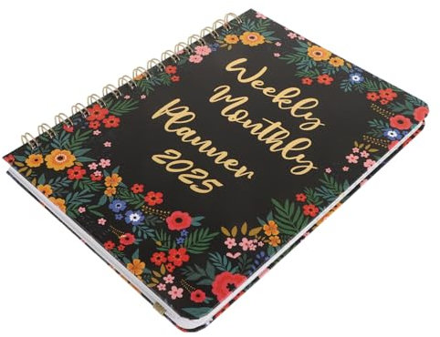 EXQUIMEUBLE Akademischer Planer Mit Blumenmuster Integriertem Kalender Gummiband Und Wochenplanung Geeignet Als Taschenplaner Und Notizbuch