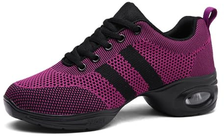 Hixingo Chaussures de Danse Jazz Femme 35-40EU Cheerleading Cheer Chaussures de Sport Danse Gymnastique Baskets Yoga Entraînement Aérobic pour Femmes (Violet,37)