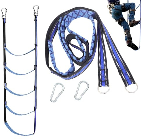 Siuwddee 5 Stufen Bootsleiter Marine Strickleiter Kletterhilfe Für Jagd, Boot, Schlauchboot, Kajak, Klappbar, Abnehmbar, Vielseitiges Outdoor Zubehör, Blau