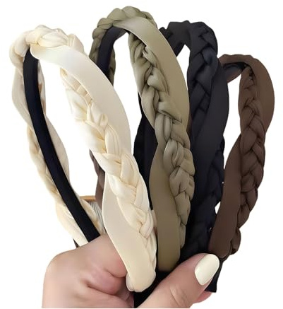 Zosutetoxo 4er Set Haarreif Damen mit Zopfmuster elastische Stirnbänder für Dirndl Outfits bequeme Haarbänder ein besonderes Geschenk