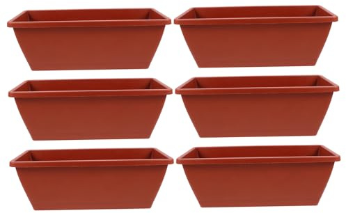 UTHCLO 6 pezzi Vasi da Fiori Rettangolari in Plastica Resistente Fioriere Grandi Drenaggio Antischiacciamento e Antiscivolo per Giardino Terrazzo e Coltivazione