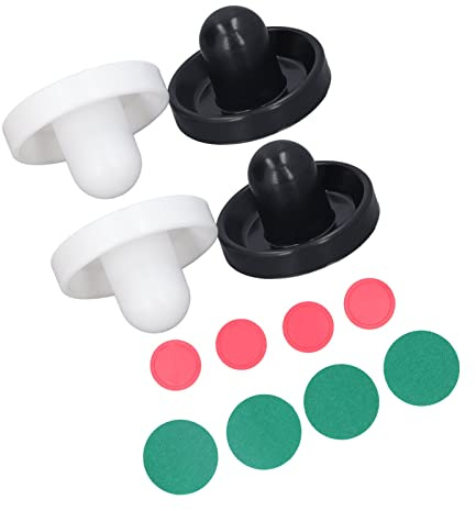 Hztyyier Heavy Duty 96 Mm Air Hockey Pusher Set med Gröna Kuddar för Intensiva Bordsspel, Inkluderar 4 Pushers, 4 Pads och Air Hockey Puckar (Typ E)