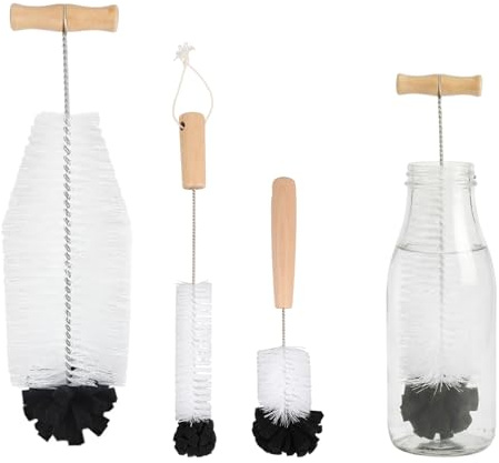 JUNJIEFU 3 spazzole per bottiglie con spugna morbida, spazzola per bottiglie da 1 l, compatibile con bottiglie di vetro SodaStream Duo, 33 cm, spazzola per la pulizia di diversi tipi di bottiglie
