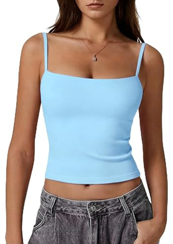 Gyabnw Crop Top Femme à Bretelles Fines Réglables Style Y2K | Bretelles réglables, Coupe courte ventre nu, Coton doux, Style Y2K pour été et sorties