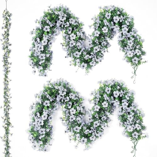 Whychstore Lot de 2 guirlandes de fleurs artificielles, lierre artificiel à suspendre, décoration de mariage, 1,8 m, pour fête à la maison