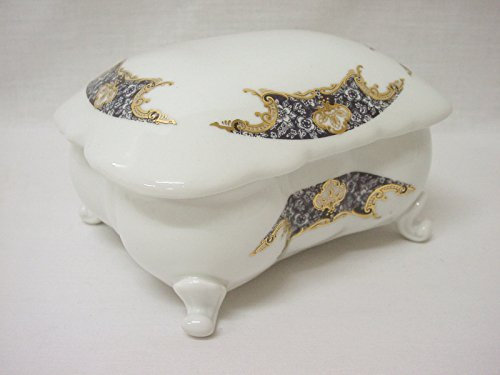 CAJA JOYERO OVALADO PORCELANA CENEFA COBALTO ORO