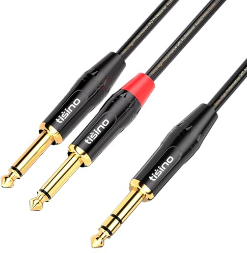 Tisino Câble Audio Jack 6,35 mm vers 2 x 6.35mm TS Mono Y Splitter insérer Audio Câble pour Haut-parleurs, Amplificateurs, Table de Mixage, Cinéma Maison etc. - 3M
