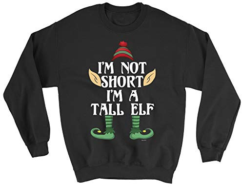 buzz shirts I'm Not Short I'm A Tall Elf, Adults Novelty Christmas Jumper, Made from Organic Cotton Black