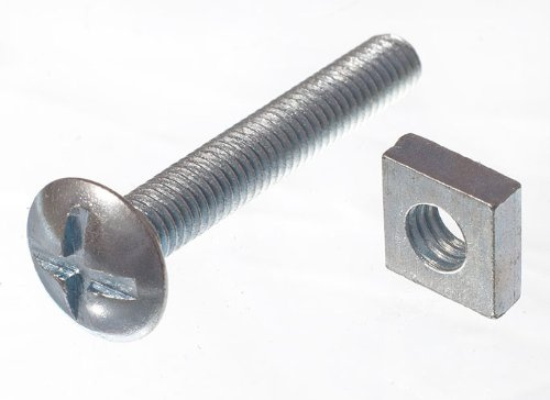 10 x Dachschraube und Mutter, ZP, verzinkt, M6 x 40