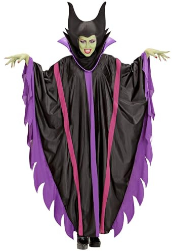 Widmann - Erwachsenenkostüm Malefizia, Kleid mit Kragen, Hut, Hexe, Karneval, Mottoparty, Halloween