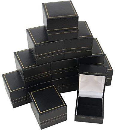 Leatherette Ring Boxes Jewellery Gift Box Packaging Black Gold Engagement Rings Holder Storage (12)