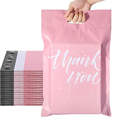 Switory Mailing Bags 12x15.5 with Handles, Self-Adhesive 100pc Pink