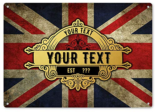 Purple Print House UK Union Jack Bar Sign - Personalised Home Bar Signs Accessories For Him or Her - Gift Plaque Man Cave, Small
