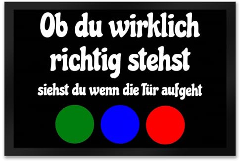 speecheese Fussmatte Ob du wirklich richtig stehst mit lustigem Spruch schwarz rutschfeste Türmatte witzig Schuhabstreifer die perfekte Geschenkidee Spruch-Geschenke Fernsehen Nostalgie