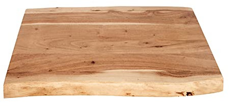 SAM Tischplatte 60x40 cm Louisa, Holzplatte Akazienholz massiv + naturfarben + lackiert, Baumkanten-Platte für Heimwerker, Arbeitsplatten, Tische & Fensterbretter