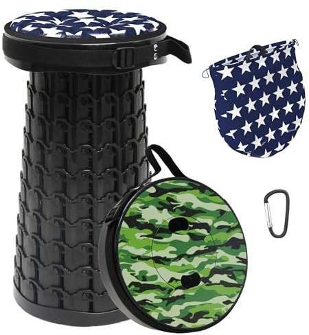ALEVMOOM Taburete Plegable Portátil,Sillas Plegables Camping Altura Ajustable 6,5-45 cm,Taburetes Plegables con Cojín y Bolsa de Transporte para Acampar,Pescar,BBQ y Playa,Capacidad 200kg