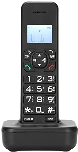 Téléphone sans Fil pour Personnes âgées, Téléphone Fixe Domestique sans Fil pour la Maison/Le Bureau, avec Base de Bureau/écran LCD, Appels Mains Libres(Le Noir)